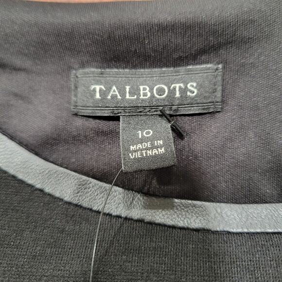 Talbots Tipped Ponte Sheath Dress Jewel Neckline Size 10 - Picture 4 of 11